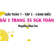 Giải bài 1 trang 35 Toán 7 Tập 1 SGK Cánh Diều
